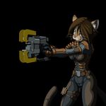  brown_hair cat dead_space feline female green_eyes hair limebreaker mammal plasma_cutter solo video_games weapon whiskers 