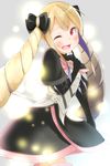  blonde_hair dress elise_(fire_emblem_if) fire_emblem fire_emblem_if hair_ribbon highres long_hair okomeito one_eye_closed red_eyes ribbon smile solo twintails 