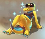  3_toes alligator anthro blush breasts brown_eyes claws crocodile elpatrixf erect_nipples female looking_at_viewer nintendo nipples nude pok&eacute;mon reptile sandile scalie shiny_pok&eacute;mon sitting smile solo toe_claws toes video_games 