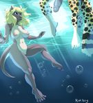  2015 absurd_res anthro blonde_hair breasts cheetah feline female hair hi_res male mammal mustelid nipples nude otter penis plankboy pussy underwater water 