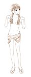  long_hair monochrome navel original sandals sketch solo toes traditional_media twintails yoshitomi_akihito 