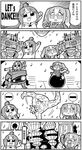  5koma bkub bkub_duck bomb comic dancing eighth_note emphasis_lines english fei_fakkuma fictional_persona final_fantasy final_fantasy_xiv gameplay_mechanics greyscale lalafell monochrome multiple_girls musical_note scholar_(final_fantasy) translated truth white_mage 