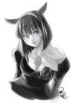  animal_ears bow bowtie breasts cat_ears cleavage facial_mark final_fantasy final_fantasy_xiv greyscale hachi_ell hairband long_sleeves medium_breasts miqo'te monochrome monocle nashu_mhakaracca parted_lips puffy_long_sleeves puffy_sleeves short_hair simple_background solo upper_body white_background 