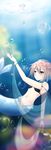  absurdres blanc blue_eyes blush bra brown_hair bubble highres mermaid monster_girl monsterification neptune_(series) ryuu_(pikagomi) short_hair solo underwater underwear 