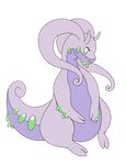  2015 absurd_res alpha_channel ambiguous_gender feral godheadharley goodra green_eyes hi_res looking_at_viewer nintendo pok&eacute;mon purple_skin simple_background slime solo transparent_background video_games 