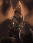  1girl astrid_hofferson axe blonde_hair defeated gradient gradient_background headband how_to_train_your_dragon john_doe kneeling looking_at_viewer pteruges ryona tears weapon 