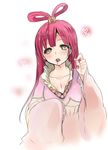  blush china_dress chinese_clothes dress hair_ornament hanfu jewelry long_hair looking_at_viewer magi_the_labyrinth_of_magic open_mouth red_hair ren_kougyoku solo 