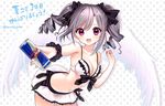  angel_wings artist_name bad_id bad_pixiv_id bikini_top breasts character_name drill_hair idolmaster idolmaster_cinderella_girls kanzaki_ranko long_hair medium_breasts open_mouth red_bull red_eyes romaji silver_hair smile solo translation_request tsukigami_runa twin_drills twintails wings 