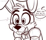  animatronic english_text five_nights_at_freddy&#039;s five_nights_at_freddy&#039;s_3 lagomorph machine mammal rabbit robot shocked springtrap_(fnaf) text toy-bonnie video_games 