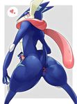  &lt;3 anus blush butt erection greninja hidoritoyama ineffective_censorship looking_at_viewer looking_back male nintendo oral pok&eacute;mon presenting presenting_hindquarters raised_tail rear_view red_eyes solo sweat video_games 