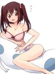  ass bare_shoulders blush breasts brown_eyes cleavage covered_nipples ebina_nana flying_sweatdrops highres himouto!_umaru-chan kisarashii large_breasts looking_at_viewer open_mouth panties simple_background solo strap_slip stuffed_animal stuffed_cat stuffed_toy underwear wavy_mouth white_background white_panties 