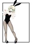  animal_ears blonde_hair blue_eyes bow bowtie bunny_ears bunnysuit detached_collar ekibyou fishnet_pantyhose fishnets original pantyhose short_hair solo wrist_cuffs 