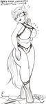  2015 anthro big_breasts bra breasts clothing english_text equine fan_character female horse legwear looking_at_viewer mammal monochrome my_little_pony panties pony replica_(artist) reppy socks solo standing text underwear 