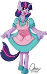  2015 absurd_res alpha_channel anthro anthrofied apron clothing dress equine female friendship_is_magic hair hi_res horn mammal my_little_pony omny87 piercing purple_eyes purple_hair simple_background solo standing transparent_background twilight_sparkle_(mlp) unicorn 