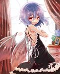  back backless_outfit bare_back bat_wings blue_hair colored_eyelashes eyebrows eyelashes fang gothic red_eyes remilia_scarlet short_hair solo sumisu_(mondo) touhou wings 