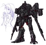  armored_core bodysuit female from_software girl gun long_hair mecha missile_launcher nekohige plug rifle rocket_launcher weapon 