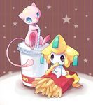  drinking_straw food french_fries gen_1_pokemon gen_3_pokemon jirachi kuo legendary_pokemon logo mcdonald's mew no_humans pokemon pokemon_(creature) star 