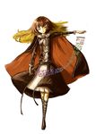  ascot belt blonde_hair brown_hair closed_eyes full_body gradient_hair highres hijiri_byakuren long_sleeves multicolored_hair rotya simple_background solo sorcerer's_sutra_scroll standing touhou white_background 