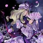  blonde_hair fan folding_fan gap hat long_hair nanarinca purple_eyes solo touhou yakumo_yukari 