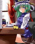  green_hair hat shiki_eiki short_hair solo touhou tsuzuri_(tuzuri) 