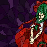  bow faux_traditional_media kagiyama_hina koutyousan lowres ribbon solo stained_glass touhou 