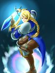  agrias_oaks armor atonose_saku blonde_hair boots braid final_fantasy final_fantasy_tactics gloves knight long_hair single_braid solo sword weapon yellow_eyes 