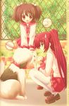  2girls animal blush cute dog highres kousaka_tamaki multiple_girls school_uniform smile to_heart_2 