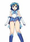  bishoujo_senshi_sailor_moon blue_eyes blue_hair earrings elbow_gloves gloves jewelry mizuno_ami panties pure_(kawamoto_nami) short_hair solo tiara underwear 