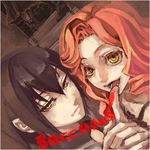  1girl artist_request baccano! black_hair blood charon_walken child claudia_walken curly_hair dress eyebrows lowres red_hair short_hair source_request yellow_eyes 