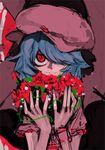  flower hands hat lowres red_eyes remilia_scarlet solo tima touhou 