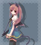  animal_ears brown_eyes brown_hair bullet cat_ears dress gun hands hinuki_marina original skirt solo tail thighhighs twintails weapon 