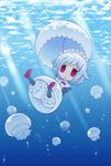  :&lt; akitsu_mikami bloomers empty_eyes jellyfish maid maid_headdress original personification purple_eyes short_hair solo umbrella underwater underwear 