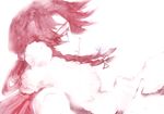 blue_eyes braid hong_meiling monochrome pink profile smile solo spot_color tima touhou twin_braids wind 