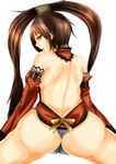  1girl arc_system_works artist_request ass back backboob bare_shoulders black_panties breasts brown_eyes brown_hair butt_crack chinese_clothes come_hither detached_collar detached_sleeves dimples_of_venus female from_behind guilty_gear guilty_gear_xrd guilty_gear_xrd:_revelator hair_ornament huge_ass kuradoberi_jam large_breasts long_hair looking_back naughty_face open_mouth panties parted_lips seductive_smile shiny shiny_clothes shiny_hair shiny_skin simple_background smile solo super_oniko underwear very_long_hair 