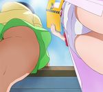  akagi_towa ass book from_below go!_princess_precure green_panties green_skirt haruyama_kazunori multiple_girls nanase_yui panties precure skirt underwear white_panties 