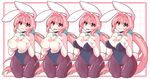  animal_humanoid big_breasts blue_eyes blush breast_squish breasts camel_toe clothing female fishnet hair humanoid lagomorph mammal nipples open_mouth pink_hair rabbit_humanoid rikumaru smile solo tight_clothing voluptuous wardrobe_malfunction wide_hips 