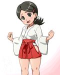  bare_hips breasts embarrassed hakama_skirt hip_vent inazuma_eleven inazuma_eleven_(series) isu japanese_clothes kino_aki lowres miko miniskirt shinto short_hair skirt small_breasts solo when_you_see_it 