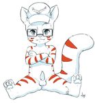  aogami balls chipmunk cub eyewear fangs fur glasses hat hybrid isaiah_camacho male mammal nude penis rodent simple_background solo tabby_cat teeth white_background young 