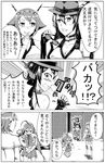  a-kiraa_(whisper) bare_shoulders blush capelet comic detached_sleeves glasses greyscale hat headdress headgear highres kantai_collection kiyoshimo_(kantai_collection) long_hair monochrome multiple_girls mutsu_(kantai_collection) nagato_(kantai_collection) pince-nez roma_(kantai_collection) short_hair skirt sunglasses thighhighs translation_request 