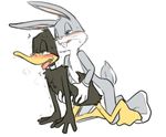  anal bugs_bunny daffy_duck interspecies looney_tunes male male/male mammal sex simple_background unknown_artist warner_brothers white_background 