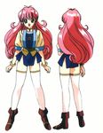  blue_hair boots concept_art full_body jewelry long_hair megami_paradise multiple_views necklace open_mouth pink_hair rurubell simple_background smile thighhighs turnaround white_background white_legwear yoshizane_akihiro zettai_ryouiki 