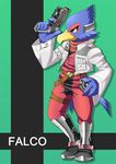  bad_id bad_pixiv_id beak belt bird bird_tail blue_eyes boots character_name falco_lombardi falcon furry gun jacket male_focus minamo25 solo star_fox super_smash_bros. weapon 