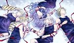  3girls black_dress blonde_hair brother_and_sister brothers camilla_(fire_emblem_if) closed_eyes dress elise_(fire_emblem_if) fire_emblem fire_emblem_if hujiwaraalice last_friends leon_(fire_emblem_if) long_hair male_my_unit_(fire_emblem_if) marks_(fire_emblem_if) multiple_boys multiple_girls my_unit_(fire_emblem_if) parody purple_hair red_ribbon ribbon siblings sisters twintails 