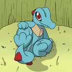  2015 female feral flat_chested looking_at_viewer nintendo nude pok&eacute;mon pussy red_eyes reptile scalie smile solo spread_legs spreading tagme teeth totodile trout_(artist) video_games 