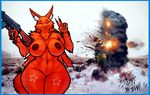  2015 abs animated anthro breasts built canine curves cute cyan_eyes explosion fallout female fox fur kemono looking_at_viewer mammal nipple_piercing nipples nude one_eye_closed phat piercing pornography pussy red_fur robobrain rpk russian sligarthetiger solo soviet_union video_games voluptuous wide_hips 