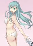  ass bikini dragging green_eyes green_hair kantai_collection long_hair single_hand solo sukitsukasa suzuya_(kantai_collection) swimsuit 