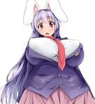  animal_ears breasts bunny_ears collar curvy huge_breasts hydrant_(kasozama) long_hair necktie reisen_udongein_inaba skirt solo touhou very_long_hair 