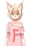 anthro blonde_hair blue_eyes canine clothed clothing fox fur hair hoodie_(artist) looking_at_viewer male mammal solo t_shirt 