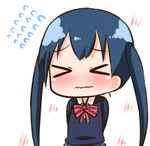  &gt;_&lt; arms_behind_back black_hair blue_hair blush chibi closed_eyes flying_sweatdrops hana_kazari kin-iro_mosaic komichi_aya long_hair no_nose solo twintails wavy_mouth 