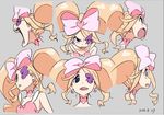  angry big_hair blonde_hair bow earrings expressions eyepatch hair_bow harime_nui jewelry kill_la_kill long_hair official_art open_mouth pink_bow shouting sushio twintails 